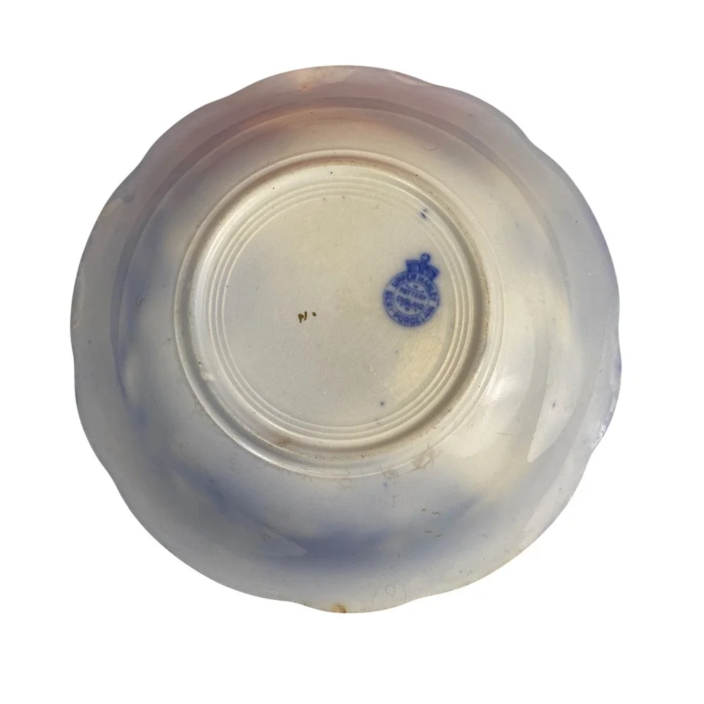Upper‎ Hanley Pottery England Blue Grape Vine Porcelain Bowl Dish Decor F72Q